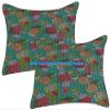 100% Cotton Gudri Fruit Pattern Pure Print Decorative Fruit Kantha Stitch Style Bedspread Quilt Reversible Indian Kantha Floral Quilt (Forest Green, King 90"x108" With Sham Covers) view 3