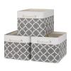 Bidtakay Basket Storage Bins Baskets for Organizing Set of 3 Collapsible Cloth Storage Linen Closet Organizer 15 X 11 X 9.5 Inches Large Foldable Baskets for Shelves (White&Quatrefoil Grey) view 1