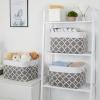 Bidtakay Basket Storage Bins Baskets for Organizing Set of 3 Collapsible Cloth Storage Linen Closet Organizer 15 X 11 X 9.5 Inches Large Foldable Baskets for Shelves (White&Quatrefoil Grey) view 4