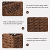 Rattan Storage Basket Countertop Rectangular Wicker Basket with Handles Book Cosmetic Sundries Holder for Home Office Coffee view 2