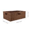 Rattan Storage Basket Countertop Rectangular Wicker Basket with Handles Book Cosmetic Sundries Holder for Home Office Coffee view 3