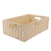 Rattan Storage Basket Countertop Rectangular Wicker Basket with Handles Book Cosmetic Sundries Holder for Home Office Blue view 1