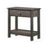 Benjara Nightstand with 1 Wooden Drawer and Grain Details, Gray view 1