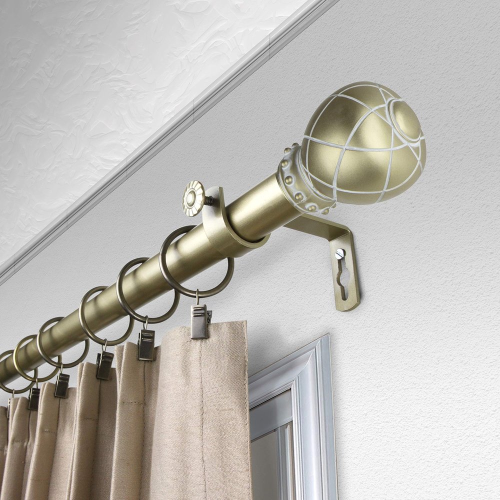 Camilla 1" Single Curtain Rod 160-240 inch - Gold