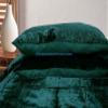 The Harry Creations 3 Pcs Set Solid Pattern Velvet Bedding Ultra Donna Crushed Luxury Boho Duvet Cover (Moss, Full 80inch x 90inch) view 3