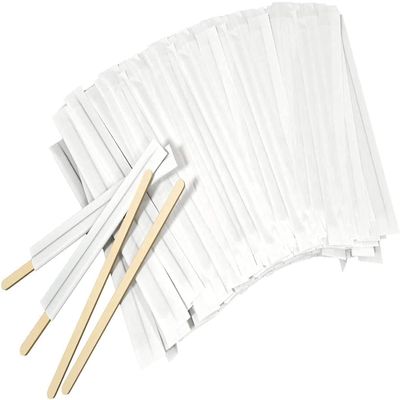 Amkoskr 51000Pcs Disposable Wood Coffee Stir Sticks Stirrers Individually Paper Wrapped Coffee Tea Beverage Stirrers Stirrings 5.5 Inch,140mm