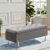 Andeworld Velvet Storage Bench, Modern Bedroom Bench, Upholstered Tufted Large Settee Ottoman with Storage Bench for Bedroom,Living Room,Entryway,Grey view 1
