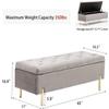 Andeworld Velvet Storage Bench, Modern Bedroom Bench, Upholstered Tufted Large Settee Ottoman with Storage Bench for Bedroom,Living Room,Entryway,Grey view 2