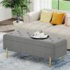 Andeworld Velvet Storage Bench, Modern Bedroom Bench, Upholstered Tufted Large Settee Ottoman with Storage Bench for Bedroom,Living Room,Entryway,Grey view 3