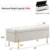 Andeworld Velvet Storage Bench, Modern Bedroom Bench, Upholstered Tufted Large Settee Ottoman with Storage Bench for Bedroom,Living Room,Entryway, Ivory view 2