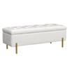 Andeworld Velvet Storage Bench, Modern Bedroom Bench, Upholstered Tufted Large Settee Ottoman with Storage Bench for Bedroom,Living Room,Entryway, Ivory view 4