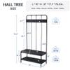 Allewie Coat Rack Shoe Bench, 75" Freestanding Hall Tree, Entryway Bench with Storage Shelves, Upholstered Sponge-Padded Seat, Organized with 5 Hooks, Industrial Furniture, Easy Assembly, Black view 2