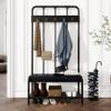 Allewie Coat Rack Shoe Bench, 75" Freestanding Hall Tree, Entryway Bench with Storage Shelves, Upholstered Sponge-Padded Seat, Organized with 5 Hooks, Industrial Furniture, Easy Assembly, Black view 3