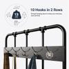 Allewie Coat Rack Shoe Bench, 75" Freestanding Hall Tree, Entryway Bench with Storage Shelves, Upholstered Sponge-Padded Seat, Organized with 5 Hooks, Industrial Furniture, Easy Assembly, Black view 4