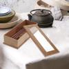 Cabilock Japanese Style Wood Grain Chopstick Box with Clamshell Flip Lid 10.55 Inch Flatware Organizer for Kitchen and Tabletop Storage with Anti-Skid Base view 3