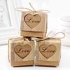 Worldoor Rustic Candy Boxes,100pcs Wedding Favor Boxes,Love Kraft Bonbonniere Paper Gift Boxes with Burlap Jute Twine for Bridal Shower Wedding Birthday Party Rustic Wedding Christmas Decorations view 1
