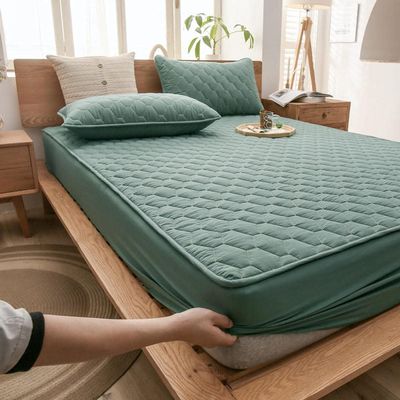 CFYCYHDZHT Bedding Set Kids Waterproof Urinary Quilted Mattress Protector, Single Double King Size Mattress Topper in The Elderly Bedroom Green 90200cm