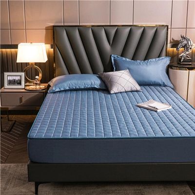 CFYCYHDZHT Cozy T Shirt Soft Pure Color Quilted Non Slip Bed Sheets, Bedroom Homestay Brushed Single Double Mattress Cover 200220cm Navy Blue