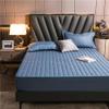 CFYCYHDZHT Cozy T Shirt Soft Pure Color Quilted Non Slip Bed Sheets, Bedroom Homestay Brushed Single Double Mattress Cover 200220cm Navy Blue view 1