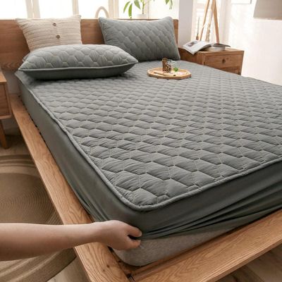 CFYCYHDZHT Bed Cover Room Kids Waterproof Urinary Quilted Mattress Protector, Single Double King Size Mattress Topper in The Elderly Bedroom Light Green 150200cm