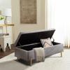 ALISH Upholstered Storage Bench Velvet Bed Bench with Storage Entryway Bench with Metal Legs for Bedroom Living Room Gray view 4