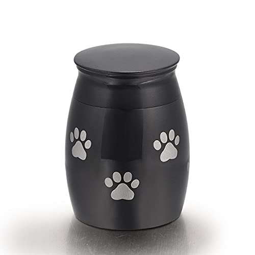 TIANZXS Stainless Steel Cremation Urn for Ashes Pet Dog Paw Print Keepsake Funeral Urns for Dog Cat Small 25mm 16mm Black Color