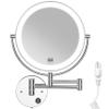 Benbilry 9" Large Size Wall Mounted Lighted Makeup Vanity Mirror, 1X/10X Magnifying 2-Sided AC Plug-in Powered Bathroom Mirror, 360 Swivel 13 Inch Extendable Arm, Chrome view 1