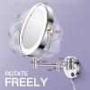Benbilry 9" Large Size Wall Mounted Lighted Makeup Vanity Mirror, 1X/10X Magnifying 2-Sided AC Plug-in Powered Bathroom Mirror, 360 Swivel 13 Inch Extendable Arm, Chrome view 4