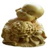 5PCS Natural Boxwood Hand Carved Sets 5 Fu Kid Statue Sets view 3
