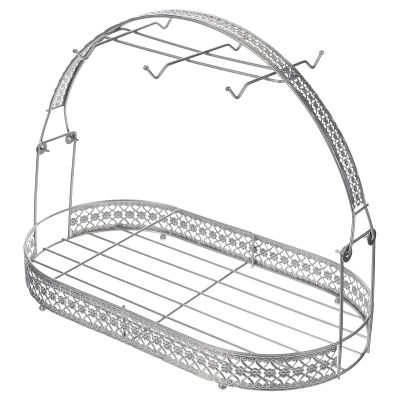 ABOOFAN Silver Wrought Iron Coffee Cup Holder Mug Basket Holder Dishes Organizer Basket Countertop Coffee Cup Rack Stand Mug Storage Drying Rack for Table Office Kitchen