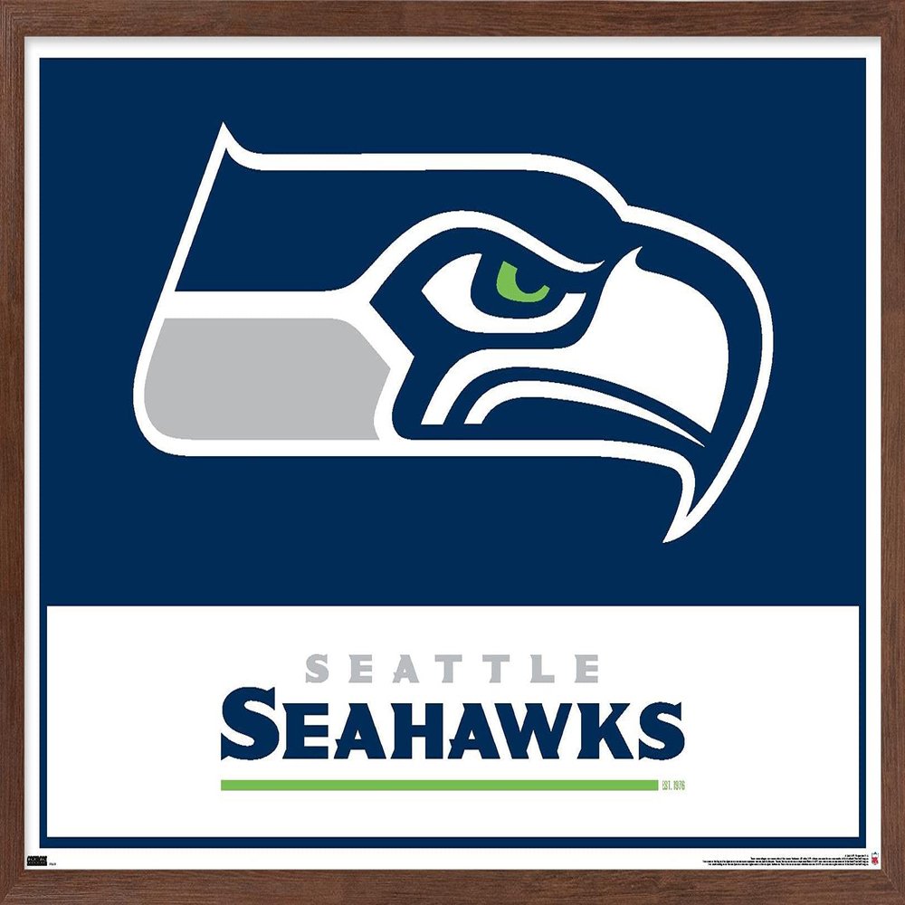 NFL Seattle Seahawks - Logo 21 Wall Poster, 22.4L" x 14.7W", Mahogany Framed Version
