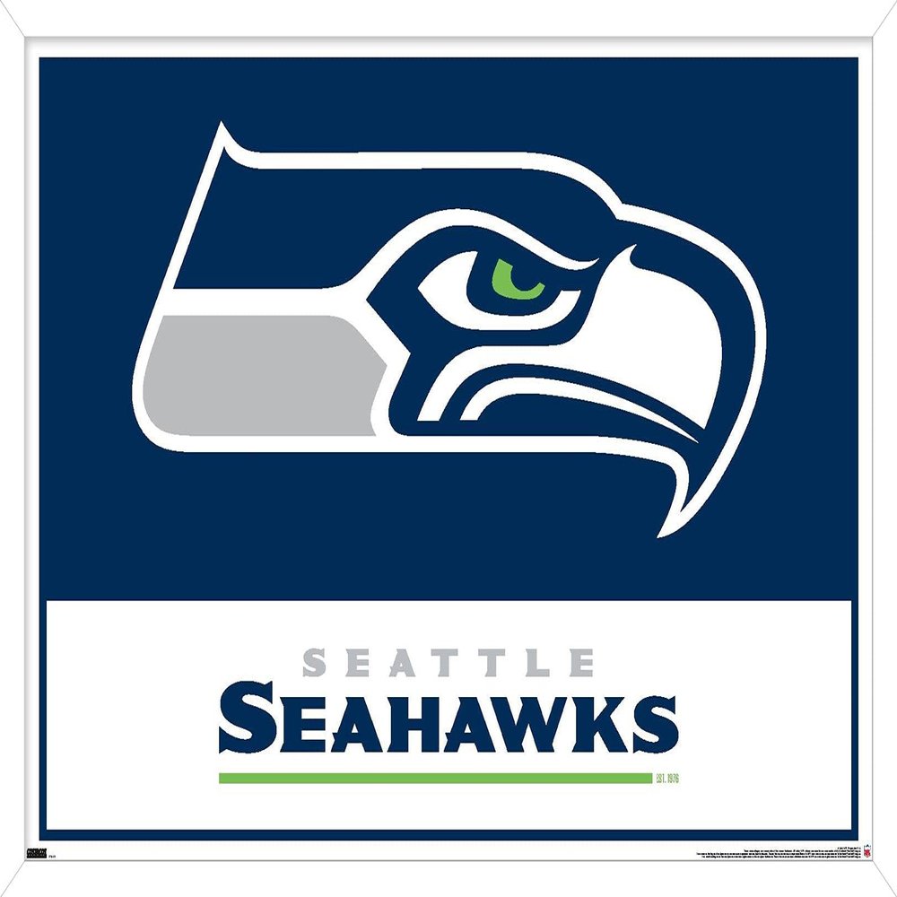 NFL Seattle Seahawks - Logo 21 Wall Poster, 22.4L" x 14.7W", White Framed Version