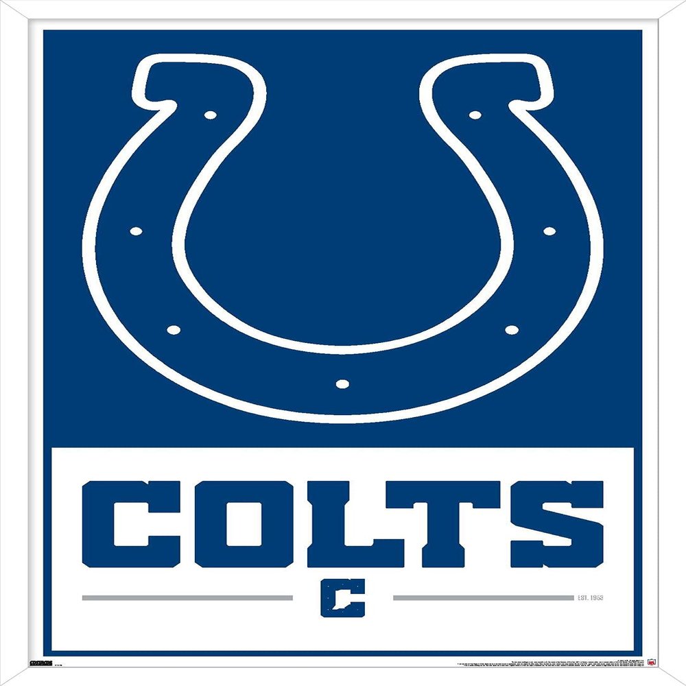 NFL Indianapolis Colts - Logo 21 Wall Poster, 22.4L" x 14.7W", White Framed Version