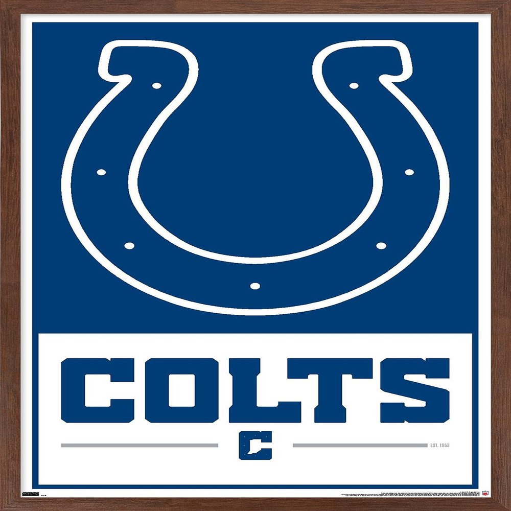 NFL Indianapolis Colts - Logo 21 Wall Poster, 22.4L" x 14.7W", Mahogany Framed Version
