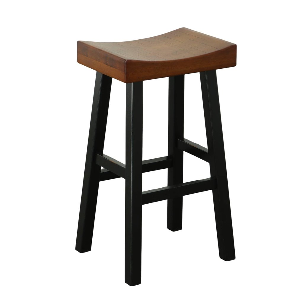 Carolina Chair & Table 25" Counter Stool with Comfortable Square Saddle Seat - Multi-Step Finish Slim Frame Solid Wooden Classic Stools - Modern Furniture for Living Room, Bar, Office (Elm/Black)