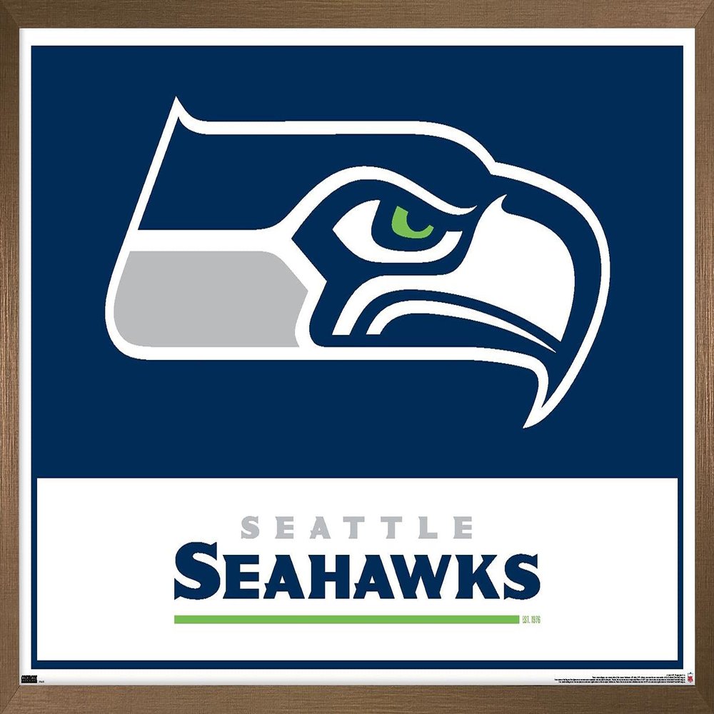 NFL Seattle Seahawks - Logo 21 Wall Poster, 22.4L" x 14.7W", Bronze Framed Version