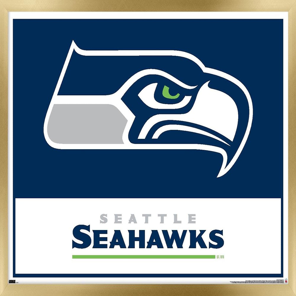 NFL Seattle Seahawks - Logo 21 Wall Poster, 34L" x 22.4W", Gold Framed Version