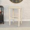 Carolina Chair & Table Flora 30" Bar Stool with Linen Upholstered Seat - Solid Wooden Frame, Twist Turned Legs with Antique Brass Nailhead Trim Accent Stool for Kitchens, Bars (Vintage White) view 2