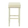 Carolina Chair & Table Flora 30" Bar Stool with Linen Upholstered Seat - Solid Wooden Frame, Twist Turned Legs with Antique Brass Nailhead Trim Accent Stool for Kitchens, Bars (Vintage White) view 4