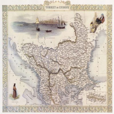 1800's Turkey in Europe Map The Bosphorus and Constantinople Ali Pasha 20" X 30" Image Size Vintage Poster on matte paper