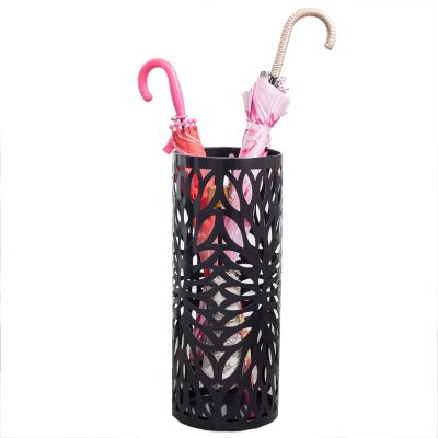 DCFV Round Shape Umbrella Stand Rack Metal Umbrella Holder Entryway Umbrella Holder Stand Decorative Metal Freestanding Rack Organizer Cane Walking Stick Holder (Color : Black)