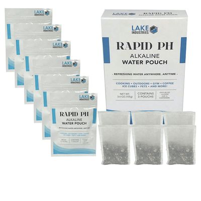 Lake Industries Rapid pH Alkaline Water Filter Pouches - Portable Water Filter Purifier Infuser for your Water Bottle, Pitcher, Jug-Carafe Container - High pH Ionized Water-6-Pk (Net 1800 Cups/96 gal)