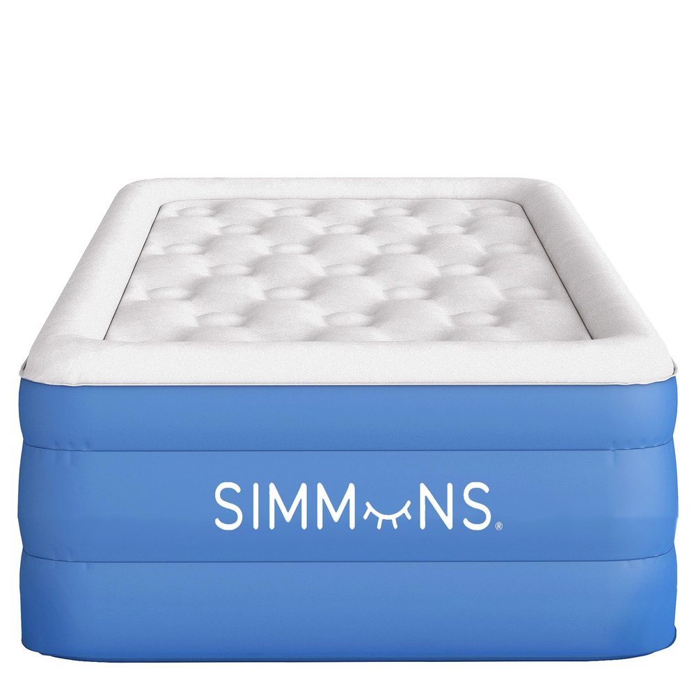 Simmons Rest Aire Mattress Air Bed with Side Built-in Pump and Soft Velveteen Topper: Twin
