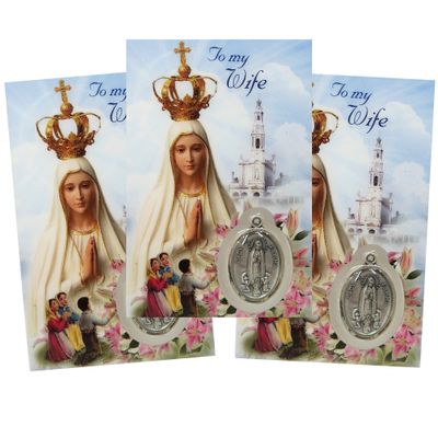 Needzo Our Lady of Fatima Daily Prayer Card for Wife from Significant Other, Marriage Blessing, Inspirational Keepsake Gift for Spiritual Women, Pack of 3