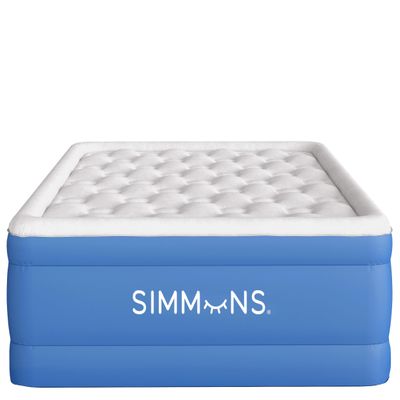 Simmons Rest Aire Mattress Air Bed with Side Built-in Pump and Soft Velveteen Topper: Queen