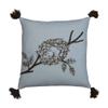 Creative Co-Op 18" Square Cotton Embroidered Nest & Tassels Pillow, Brown & Cream view 1