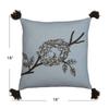 Creative Co-Op 18" Square Cotton Embroidered Nest & Tassels Pillow, Brown & Cream view 2