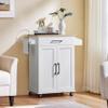 Yaheetech Kitchen Cart with Drawer, Kitchen Island on Wheels with Storage Rack & Cabinets, Microwave Cart for Kitchen with Storage, Rolling Coffee Cart Station, White view 2