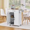 Yaheetech Kitchen Cart with Drawer, Kitchen Island on Wheels with Storage Rack & Cabinets, Microwave Cart for Kitchen with Storage, Rolling Coffee Cart Station, White view 3