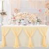 14ft Champagne Table Skirt Tulle Wedding Table Cloth Elegant Tutu Table Skirt Cover for Birthday Party Baby Shower Dessert Buffet Banquet Table Decorations